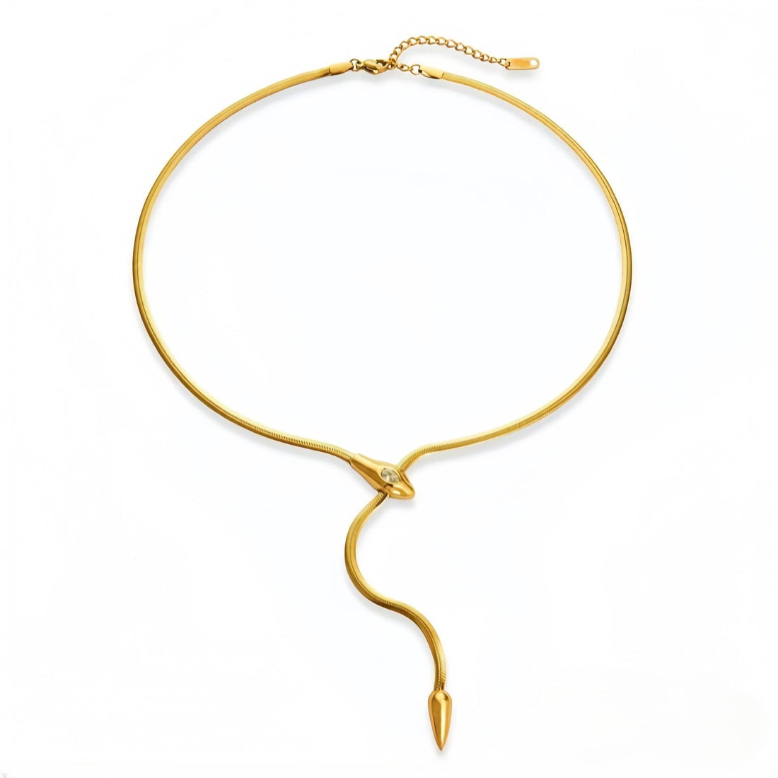 14K Gold Snake Diamond Collarbone Necklace