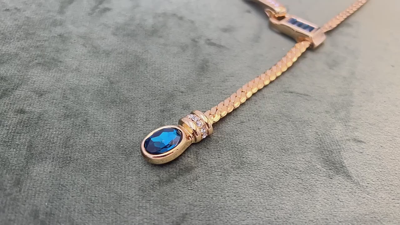 Aurora Y-Shaped Snake Chain Necklace – Natural Sapphire